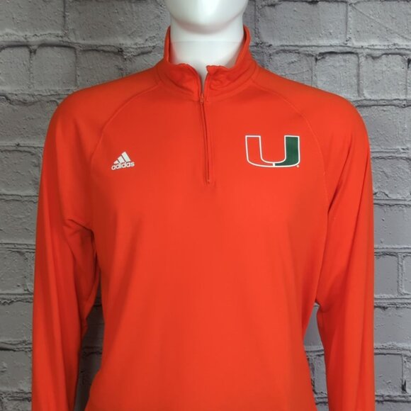 Adidas Miami Hurricanes Large Sideline Quarter-Zip Pullover - Picture 2 of 8